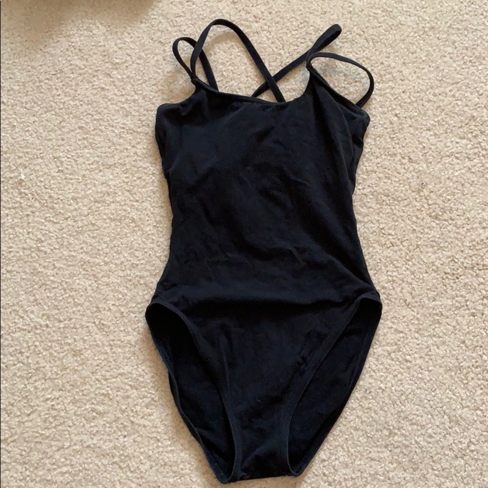 simple cross-back black Capezio women’s leotard